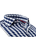 XOOS Chemise homme à carreaux marine et galon de col rouge