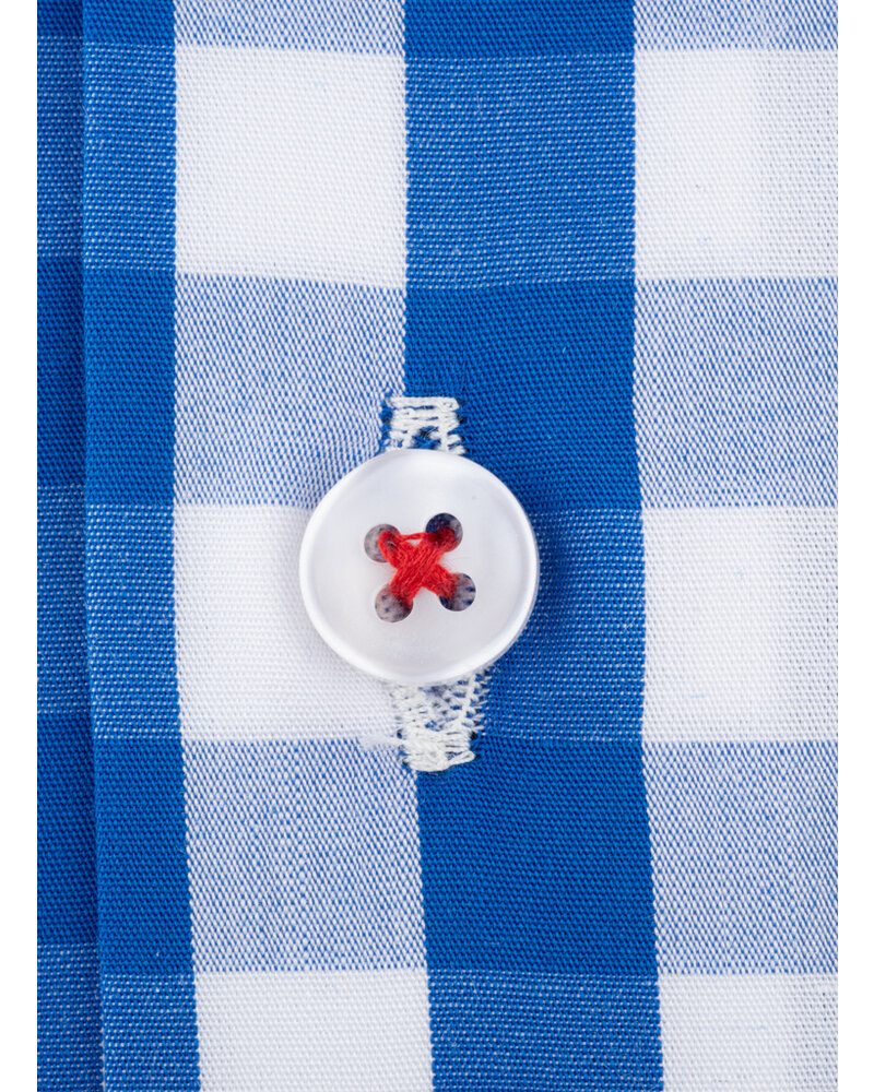 XOOS Chemise NON CINTRÉE à carreaux bleus et galon rouge