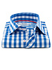 XOOS Chemise NON CINTRÉE à carreaux bleus et galon rouge