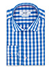 XOOS Chemise NON CINTRÉE à carreaux bleus et galon rouge