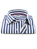 XOOS Chemise NON CINTRÉE à rayures baton marine et galon rouge (Double Retors)