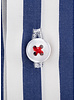 XOOS Chemise NON CINTRÉE à rayures baton marine et galon rouge (Double Retors)