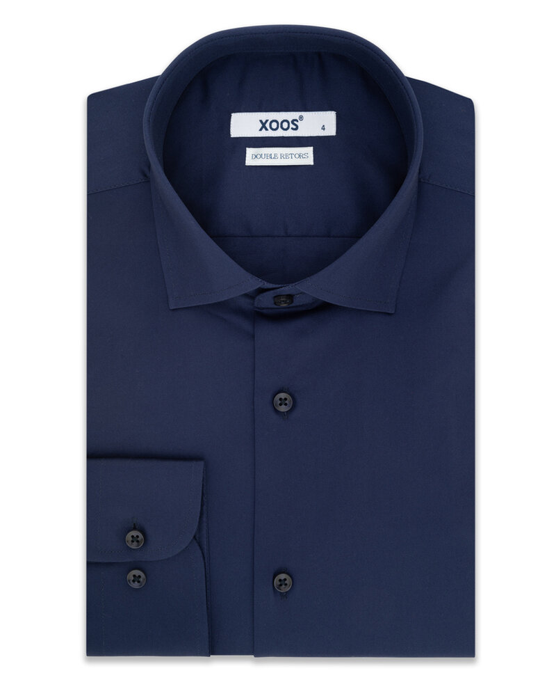 XOOS Chemise NON CINTREE bleu marine (Double Retors)