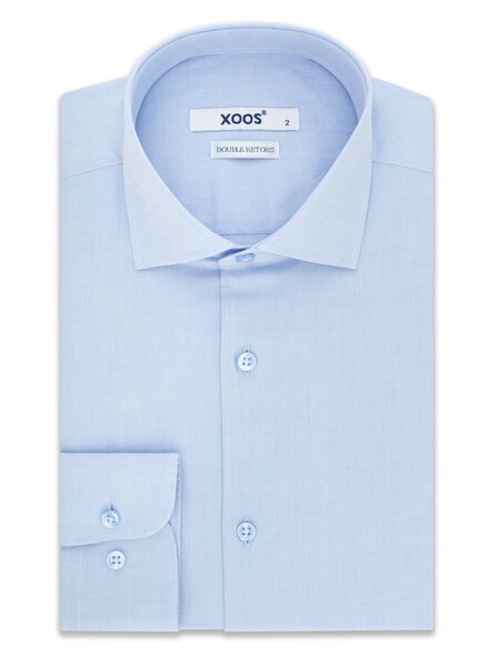 XOOS Chemise homme bleu ciel uni (Double Retors)