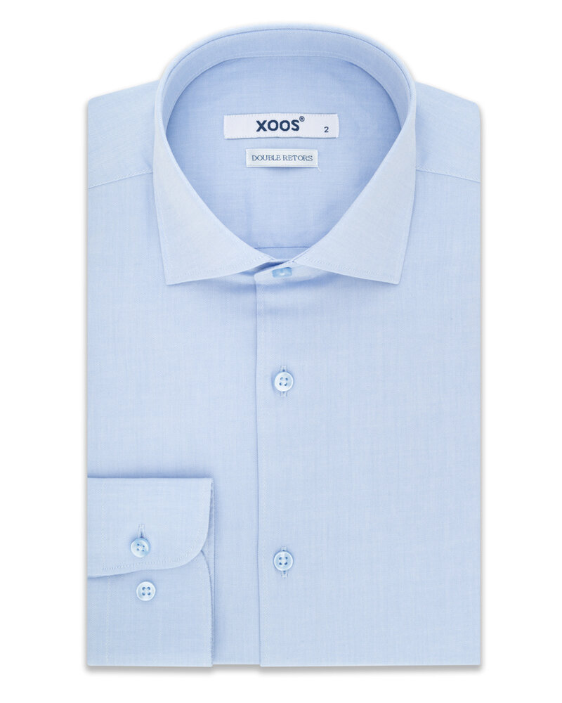 XOOS Chemise homme bleu ciel uni (Double Retors)