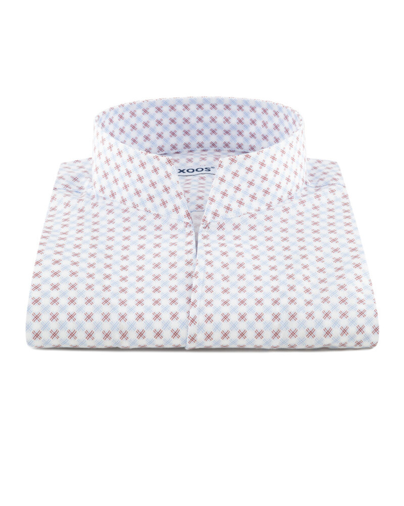 XOOS Chemise homme à imprimé à croix pourpre et ciel à col droit ouvert