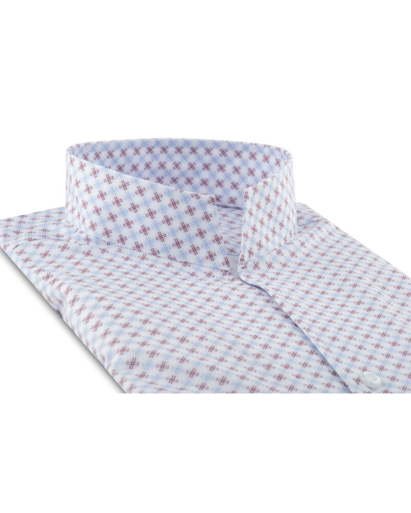 XOOS Chemise homme à imprimé à croix pourpre et ciel à col droit ouvert