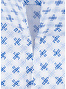 XOOS Men's shirt with blue and sky blue cross print and straight open collar