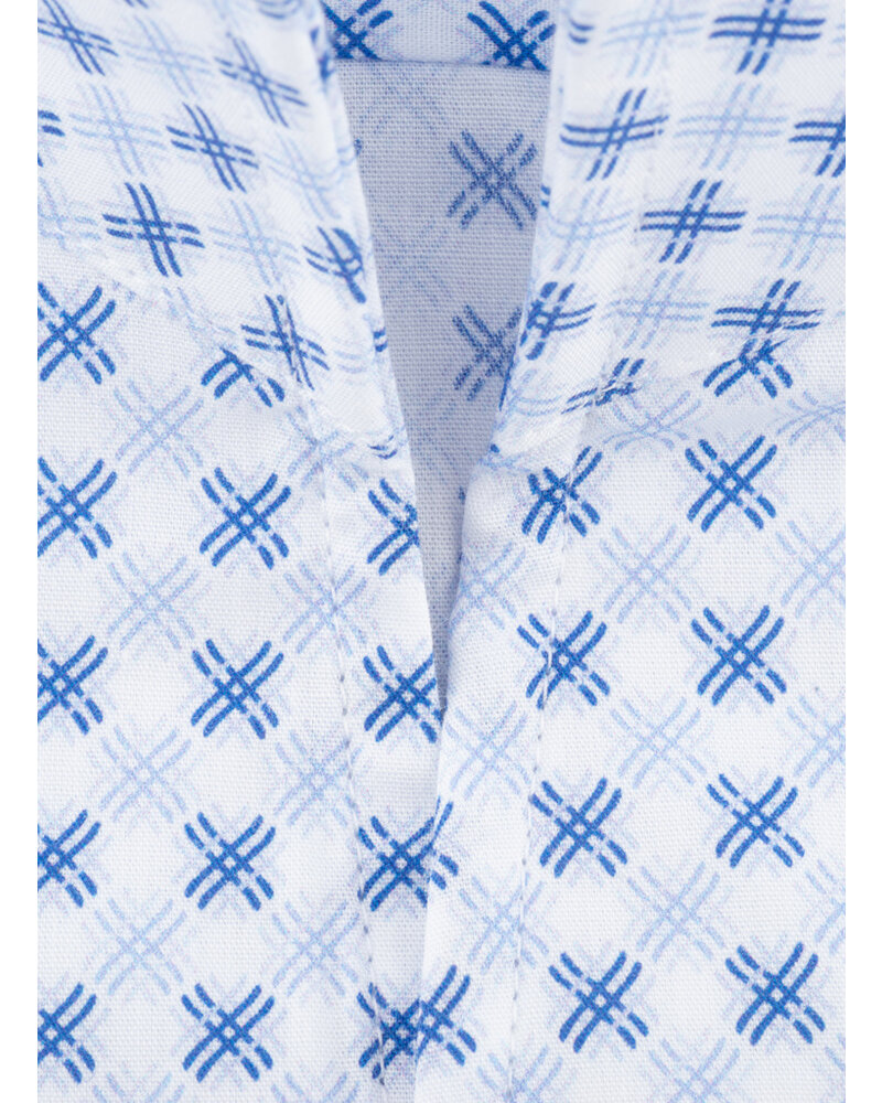 XOOS Chemise homme à imprimé à croix bleues et ciel  à col droit ouvert
