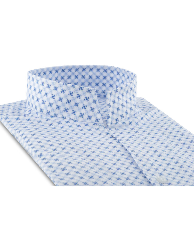 XOOS Chemise homme à imprimé à croix bleues et ciel  à col droit ouvert