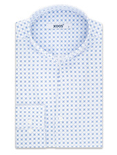 XOOS Chemise homme à imprimé à croix bleues et ciel  à col droit ouvert