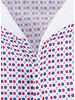 XOOS Men's shirt with blue and red polka dot print and open straight collar