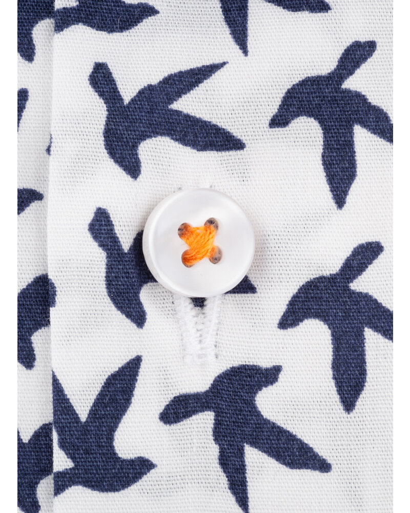 XOOS Chemise homme à imprimé colombe et galon orange