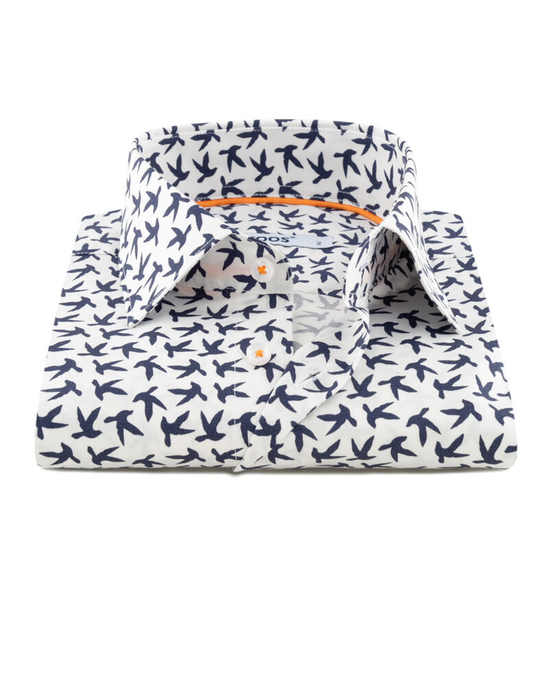 XOOS Chemise homme à imprimé colombe et galon orange