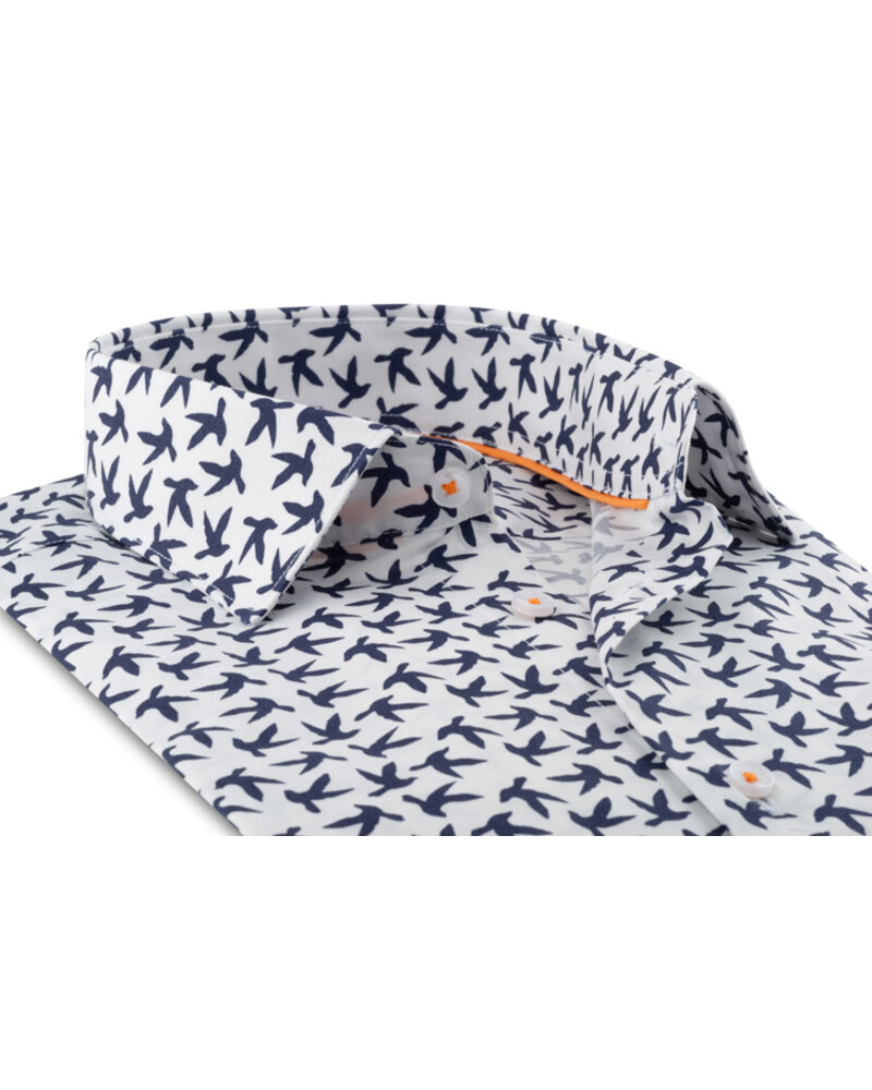 XOOS Chemise homme à imprimé colombe et galon orange