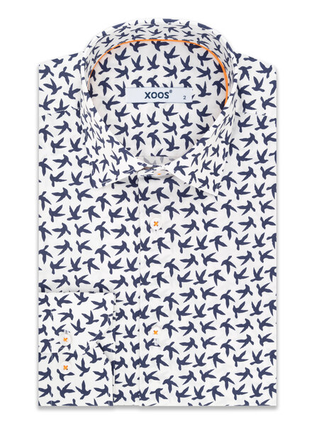 XOOS Chemise homme à imprimé colombe et galon orange