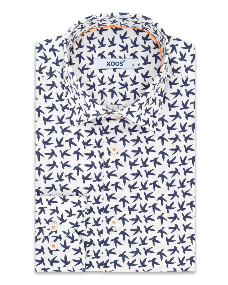 XOOS Chemise homme à imprimé colombe et galon orange