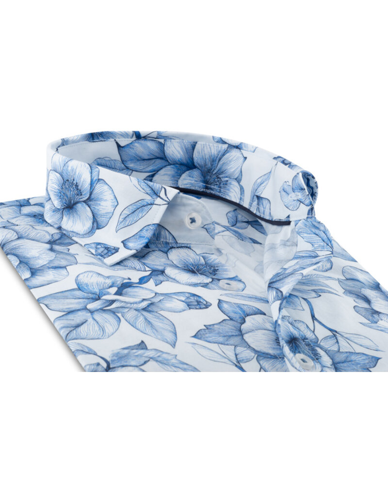 XOOS Chemise homme en patchwork à fleurs ciel