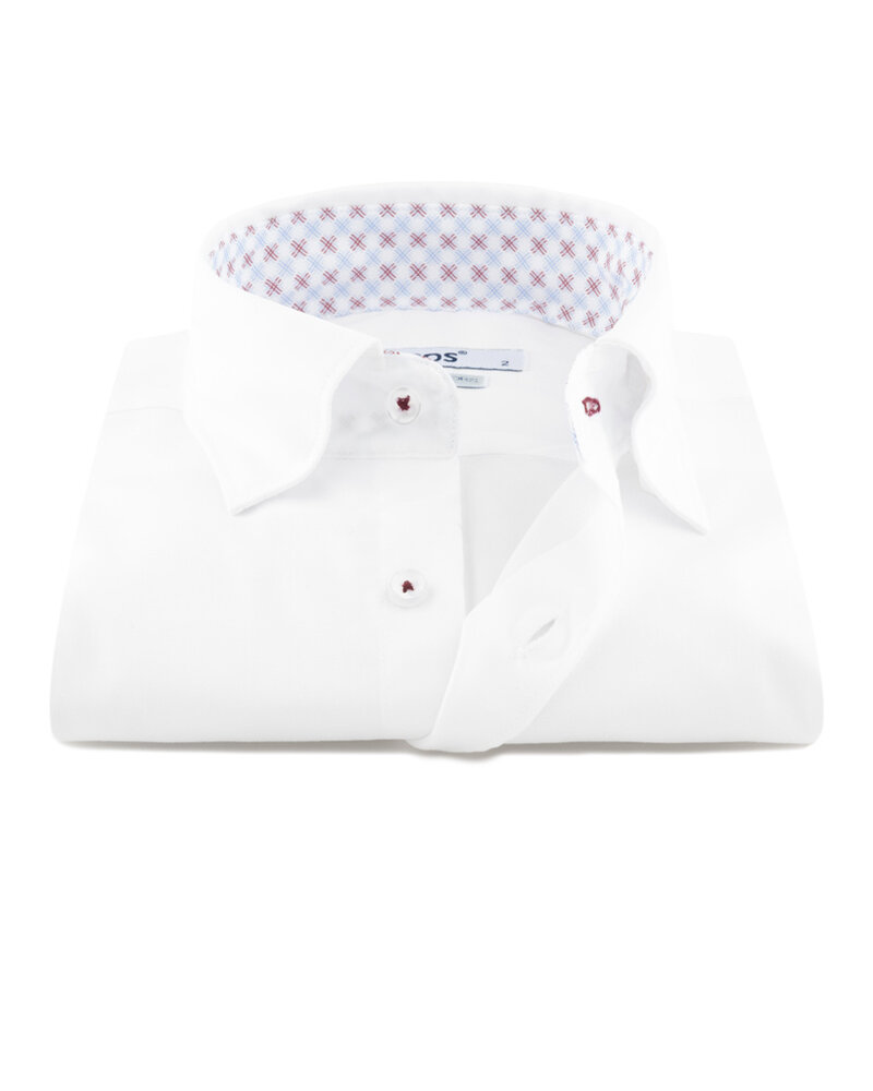 XOOS Chemise homme blanche à doublure et coudières imprimé à motifs caramel (Double Retors)