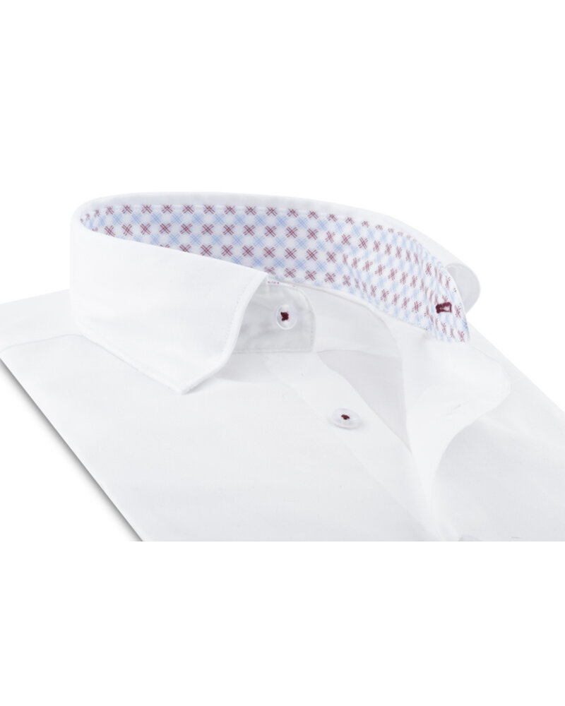 XOOS Chemise homme blanche à doublure et coudières imprimé à motifs caramel (Double Retors)
