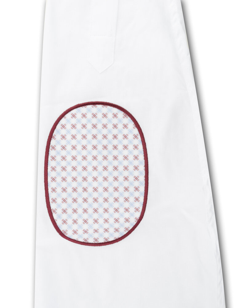XOOS Chemise homme blanche à doublure et coudières imprimé à motifs caramel (Double Retors)