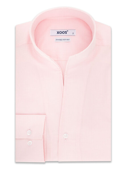 XOOS Men's end-to-end pink dress shirt with straight open collar (Double Twisted)