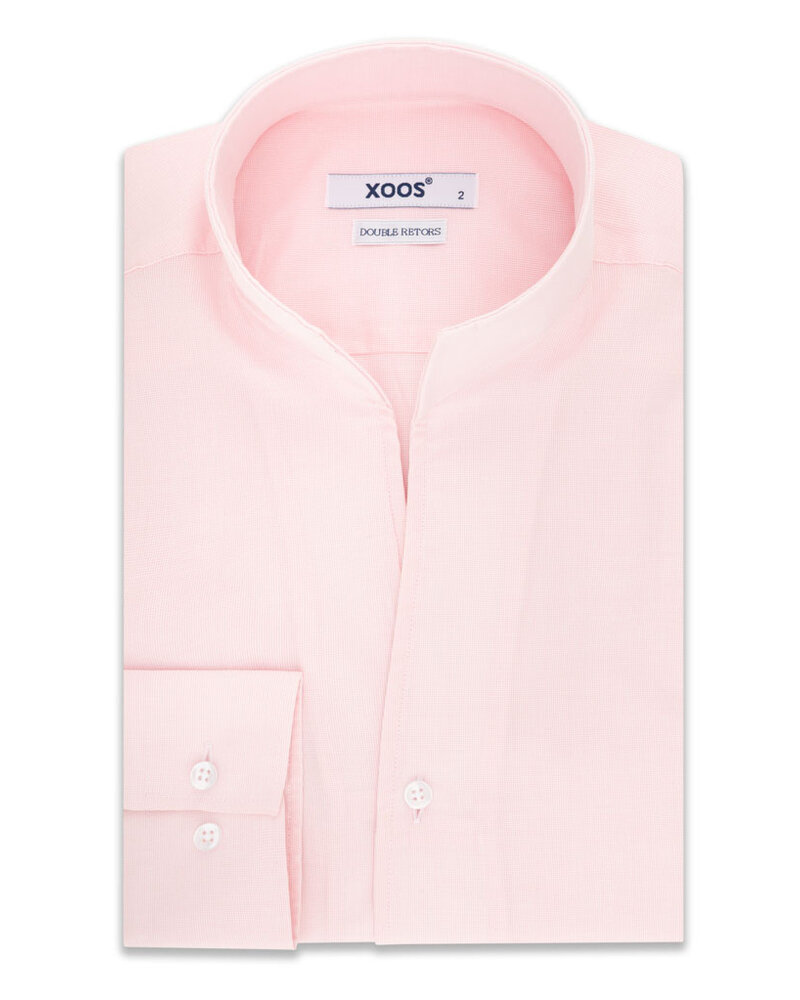 XOOS Chemise homme rose à droit ouvert en Fil-à-fil (Double Retors)