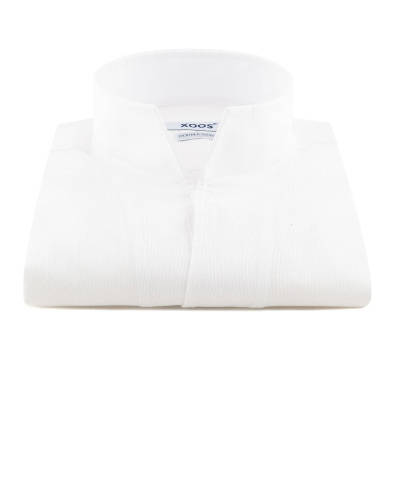 XOOS Chemise homme blanche à droit ouvert en coton piqué (Double Retors)