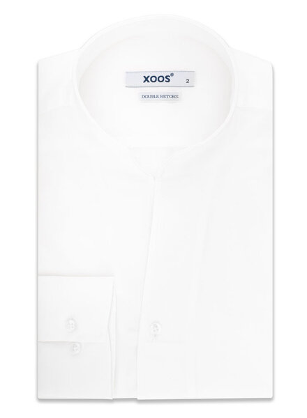 XOOS Chemise homme blanche à droit ouvert en coton piqué (Double Retors)