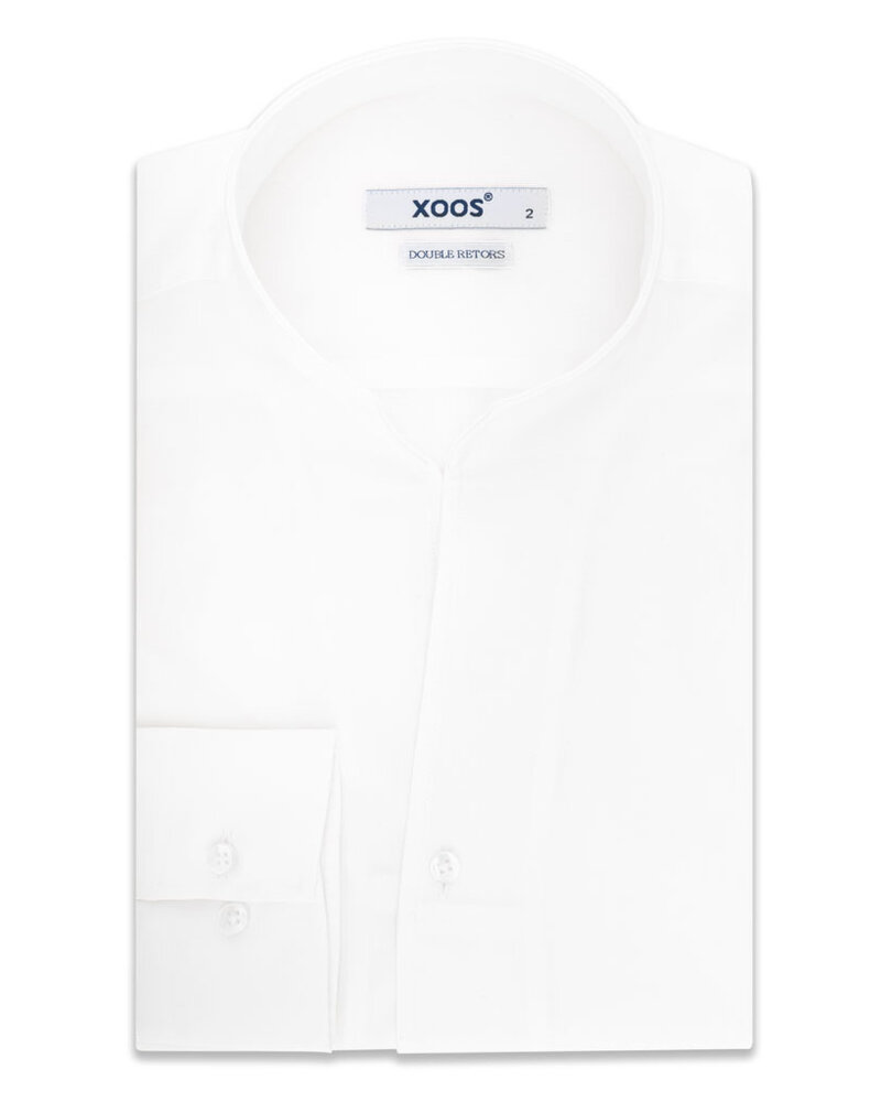 XOOS Chemise homme blanche à droit ouvert en coton piqué (Double Retors)