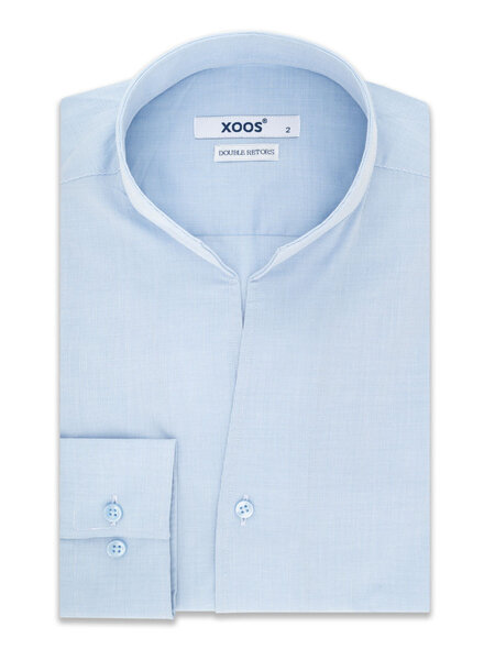 XOOS Chemise homme ciel à droit ouvert en Fil-à-fil (Double Retors)