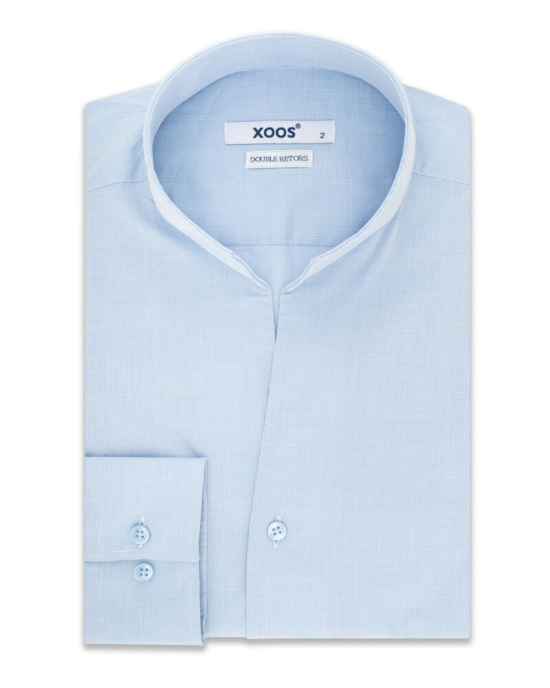 XOOS Chemise homme ciel à droit ouvert en Fil-à-fil (Double Retors)