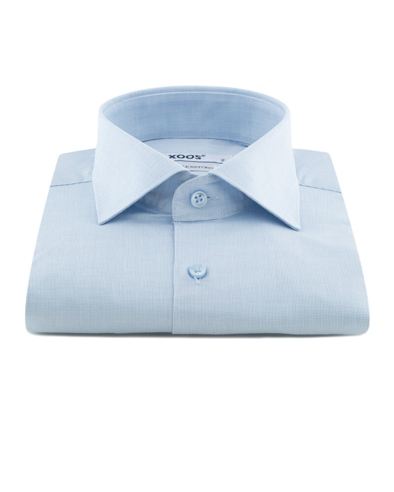XOOS Men's end-to-end light blue dress shirt with cutaway collar and French cuffs (Double Twisted)