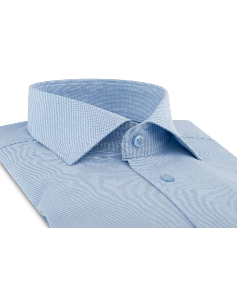 XOOS Men's end-to-end light blue dress shirt with cutaway collar and French cuffs (Double Twisted)
