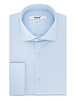 XOOS Men's end-to-end light blue dress shirt with cutaway collar and French cuffs (Double Twisted)