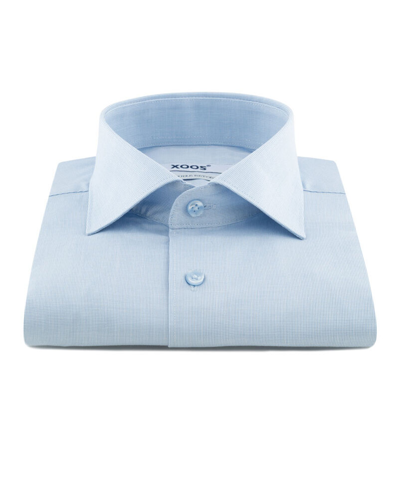 XOOS Men's end-to-end light blue dress shirt with cutaway collar (Double Twisted)
