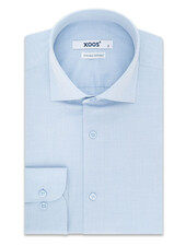 XOOS Men's end-to-end light blue dress shirt with cutaway collar (Double Twisted)