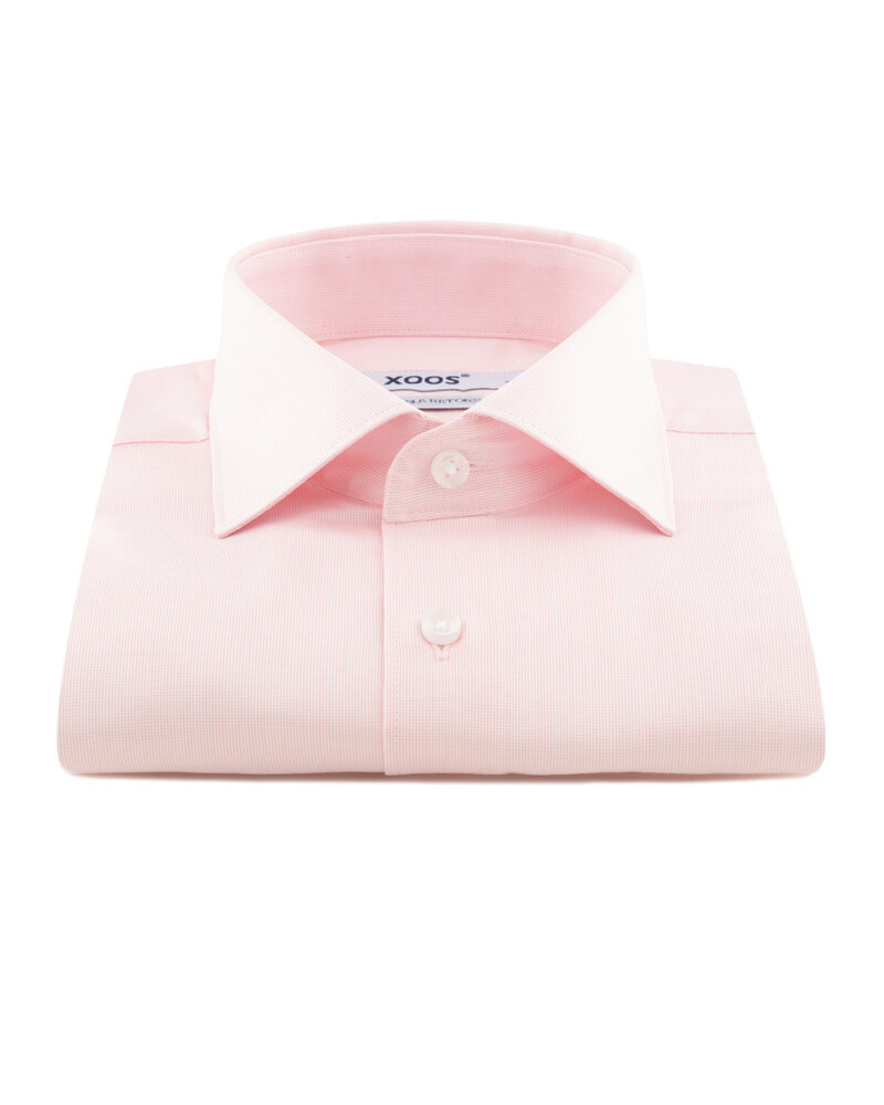 XOOS Chemise homme rose à col Italien en Fil-à-fil (Double Retors)