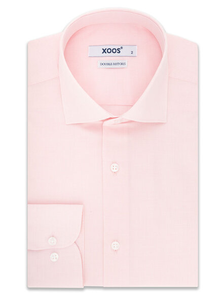 XOOS Chemise homme rose à col Italien en Fil-à-fil (Double Retors)