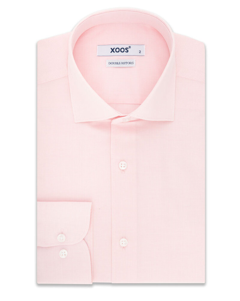 XOOS Chemise homme rose à col Italien en Fil-à-fil (Double Retors)