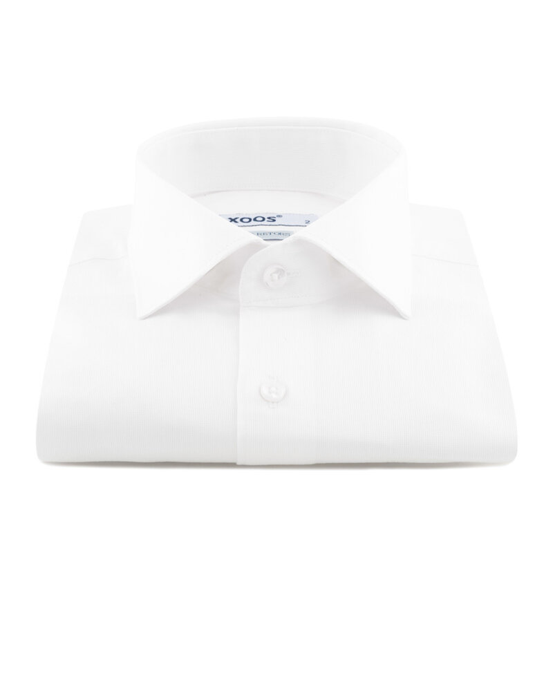 XOOS Men's white end-to-end Cutaway Collar and French cuffs dress shirt  (Double Twisted)
