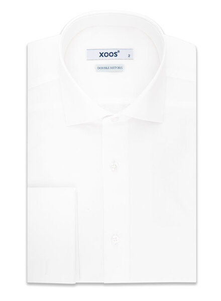 XOOS Chemise homme blanche à col Italien et poignets mousquetaire (Double Retors)