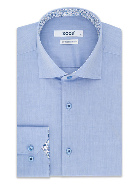 XOOS Chemise homme bleue à doublure florale (Double Retors)