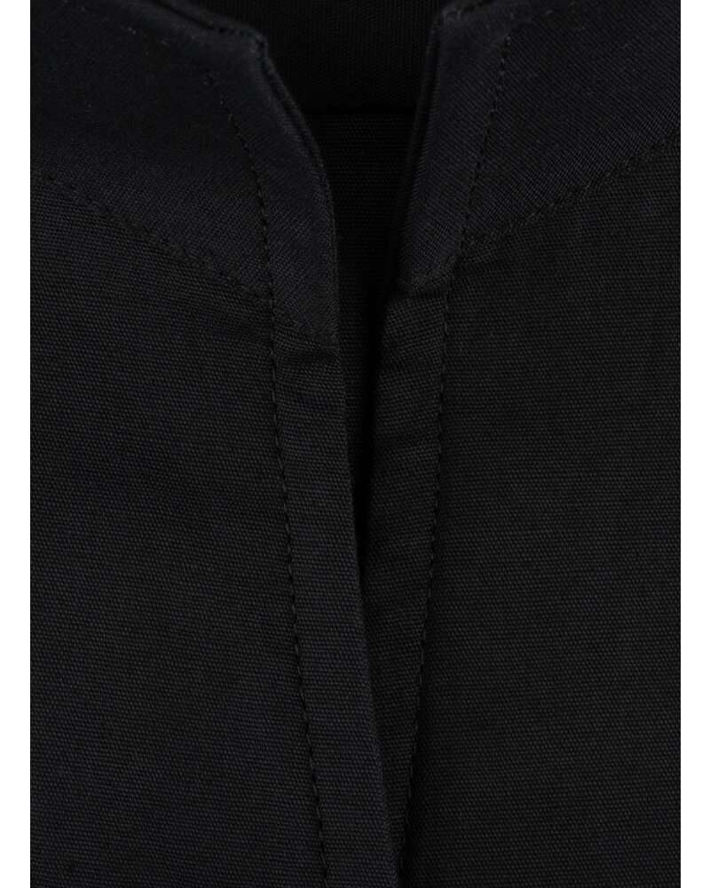 XOOS WOMEN black popleen dress shirt with straight open collar