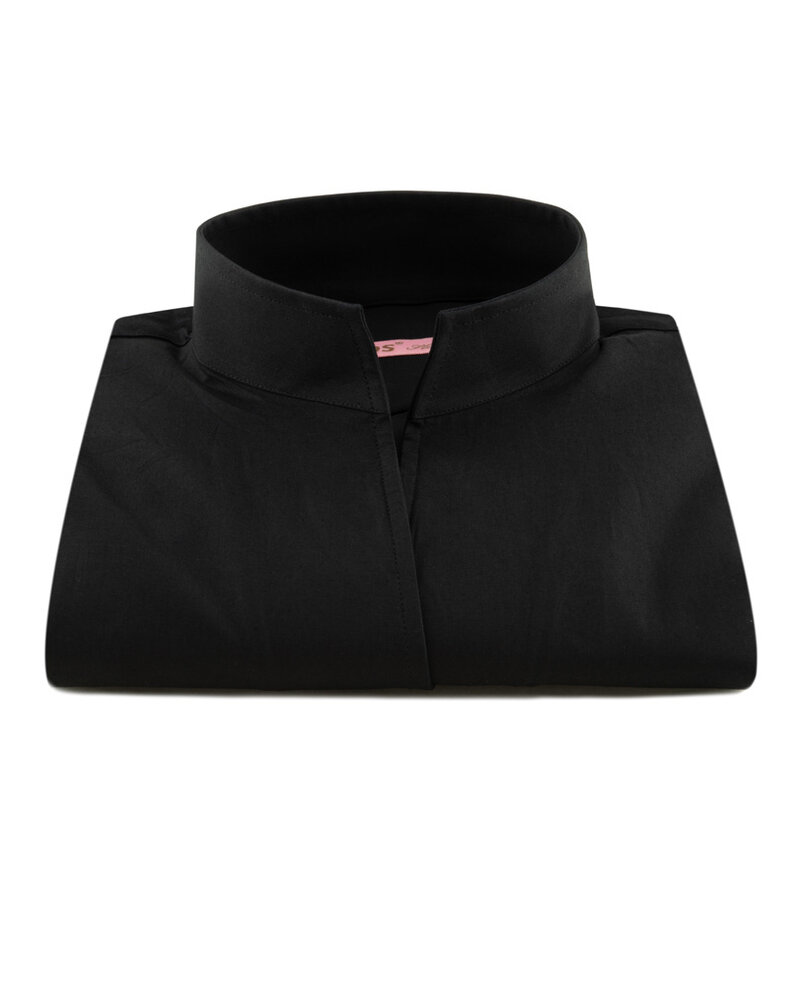 XOOS Chemisier femme en popeline noire à col droit ouvert
