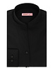 XOOS WOMEN black popleen dress shirt with straight open collar