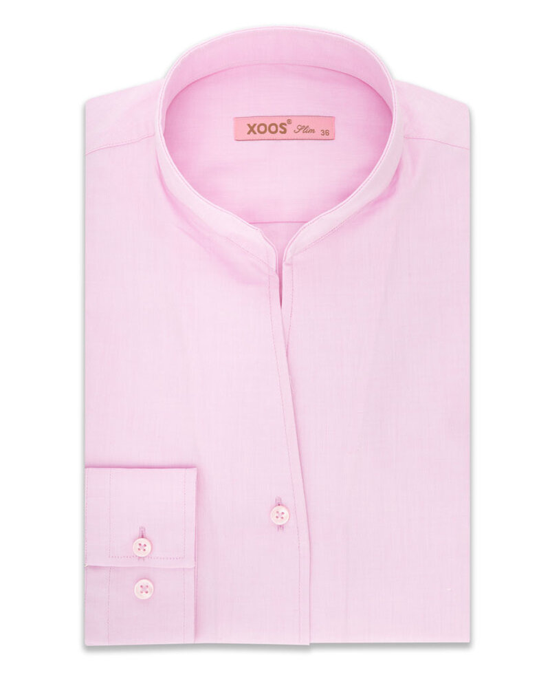 XOOS Chemisier femme rose à col droit ouvert