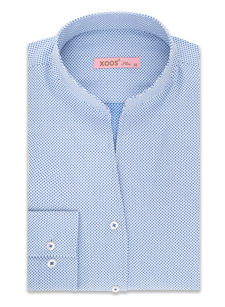 XOOS WOMEN light blue printed dress shirt with straight open collar
