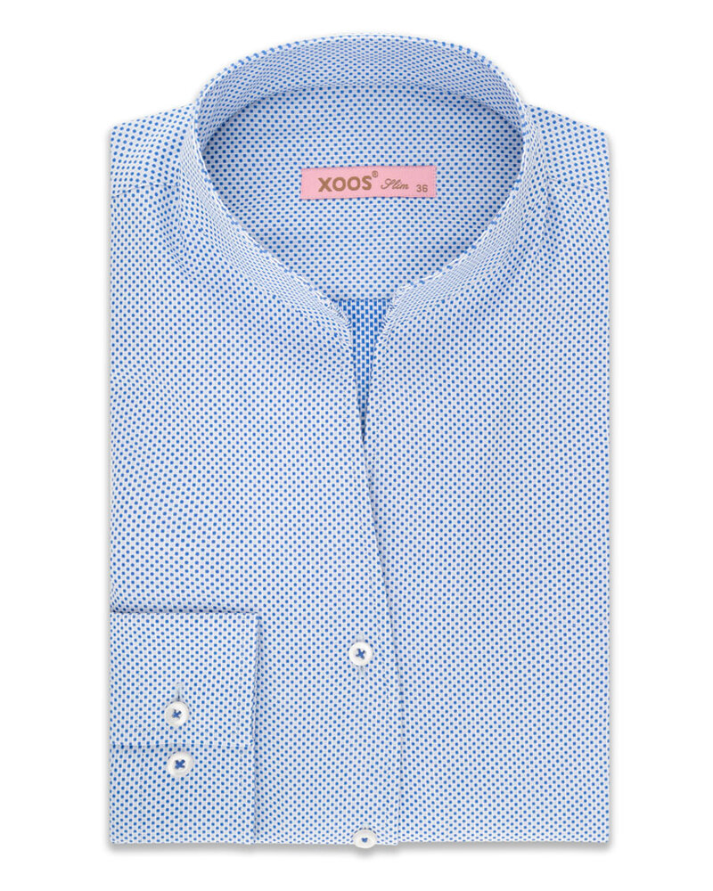 XOOS WOMEN light blue printed dress shirt with straight open collar