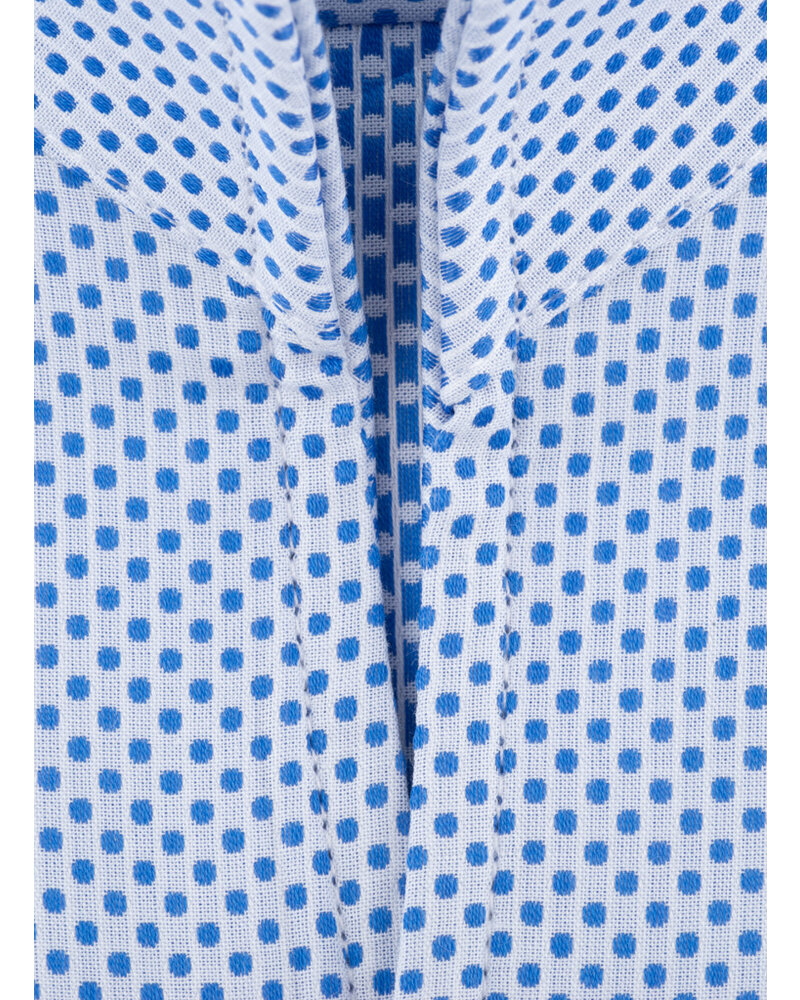 XOOS Men's shirt with blue print and straight open collar